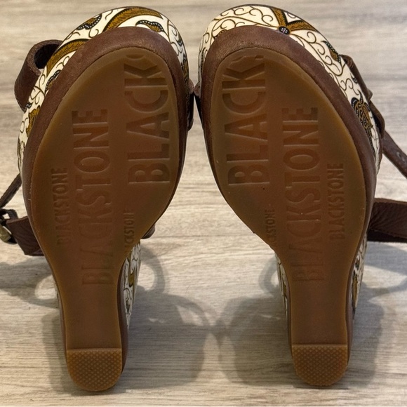 BLACKSTONE Brown Leather Wedge Heel Open Toe Sandals Size 39 /US 8 EUC WORN ONCE - Picture 10 of 12